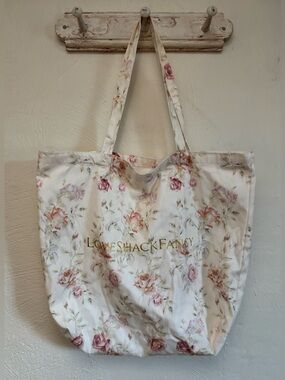 LoveShackFancy Canvas Tote with Pink Rose Print